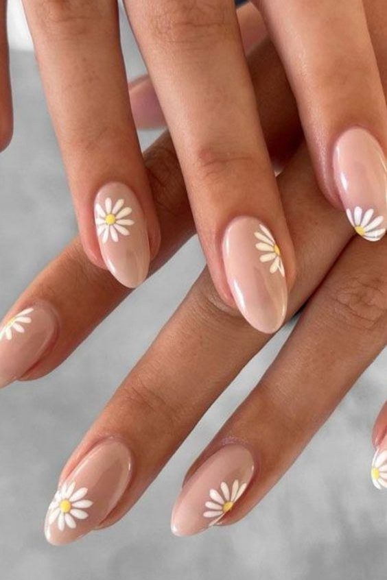 simple floral nail art