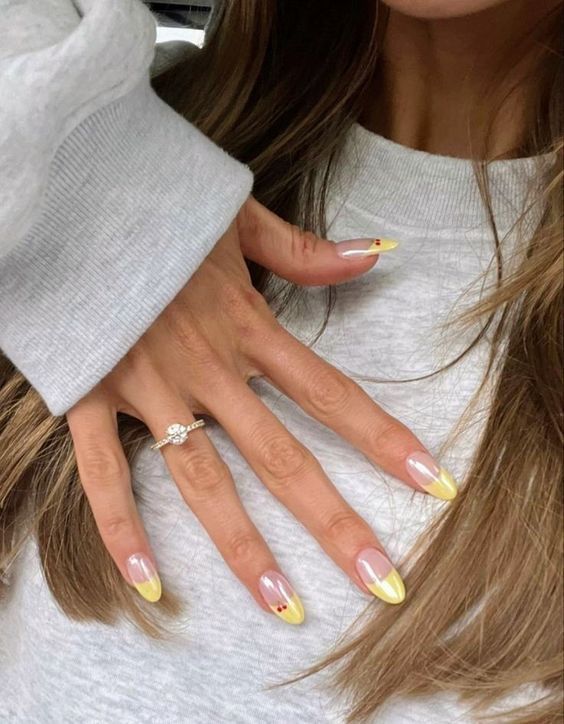 yellow cherry spring french tip