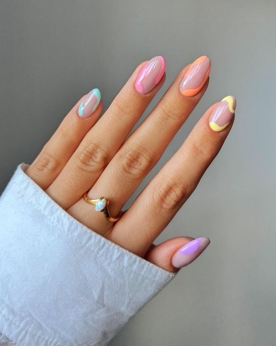 bold pastel nail design for spring