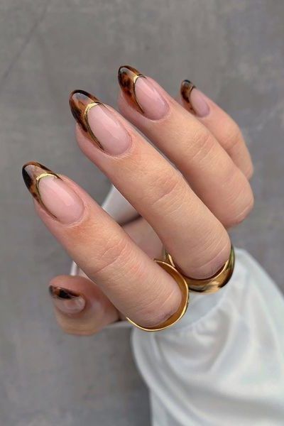 tortoise shell french tips nail art