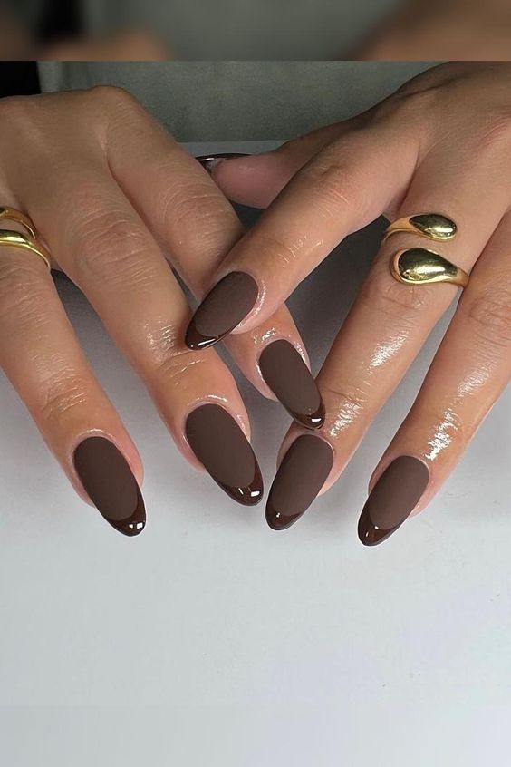 matte brown nail art