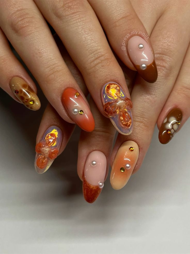 3d nail art for fall